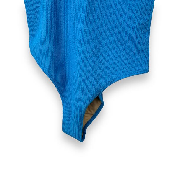 NEW Cotton On Blue One Piece Swimsuit XS Scoop Back Cheeky Textured Beach - Picture 4 of 7